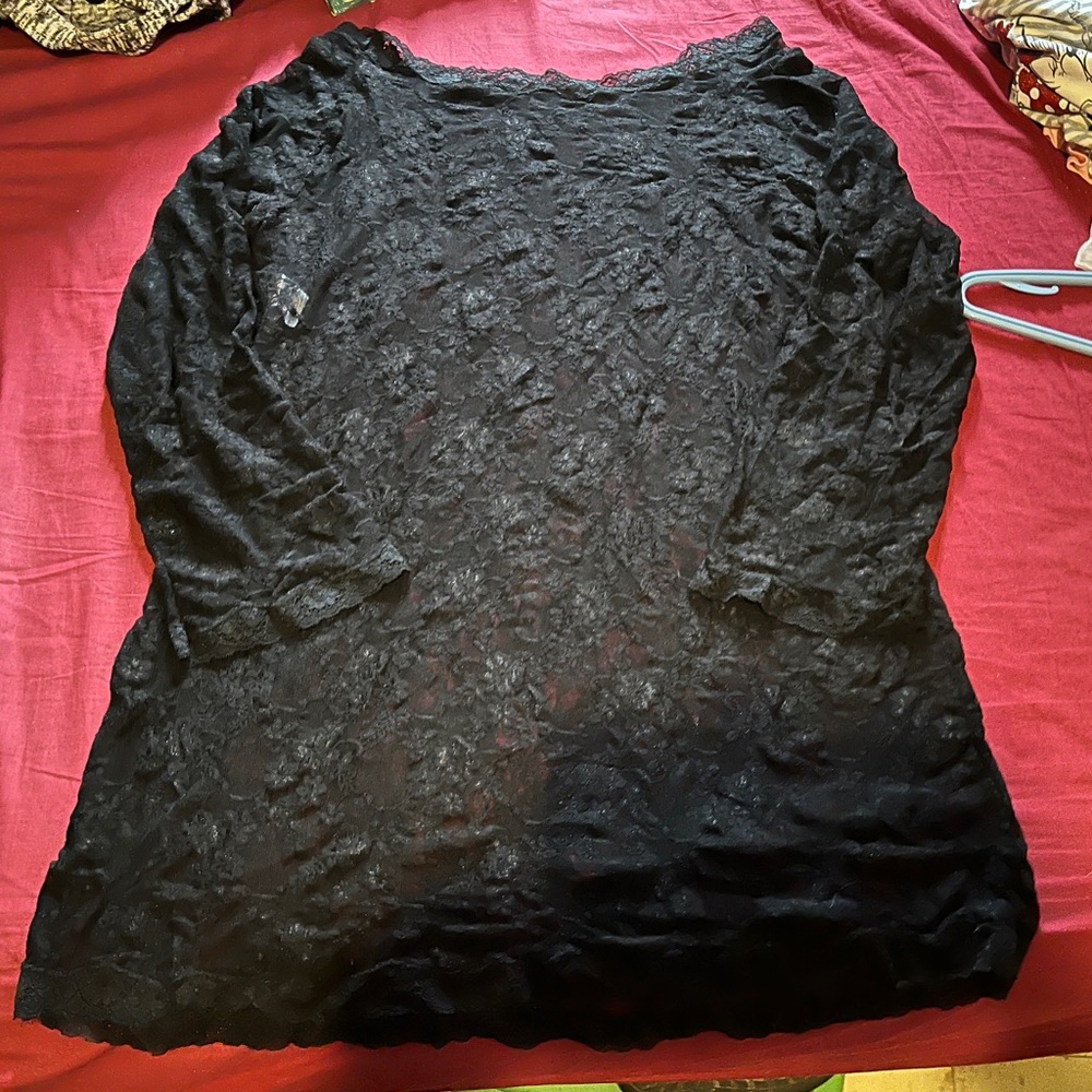 PLUS SIZE BLACK LACE LINGERIE NIGHTY